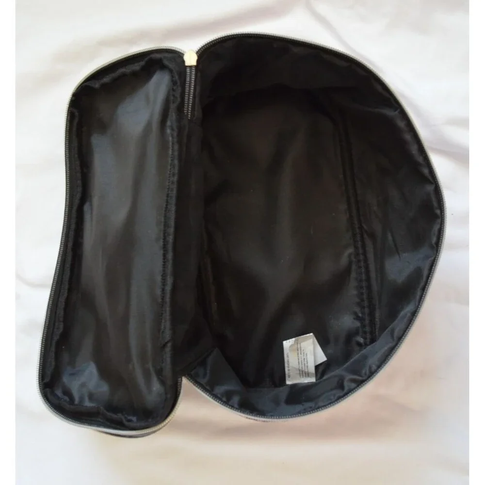 Juicy Couture Pink Black Cosmetic Makeup Bag Train Case 2 Zipper Compartments
